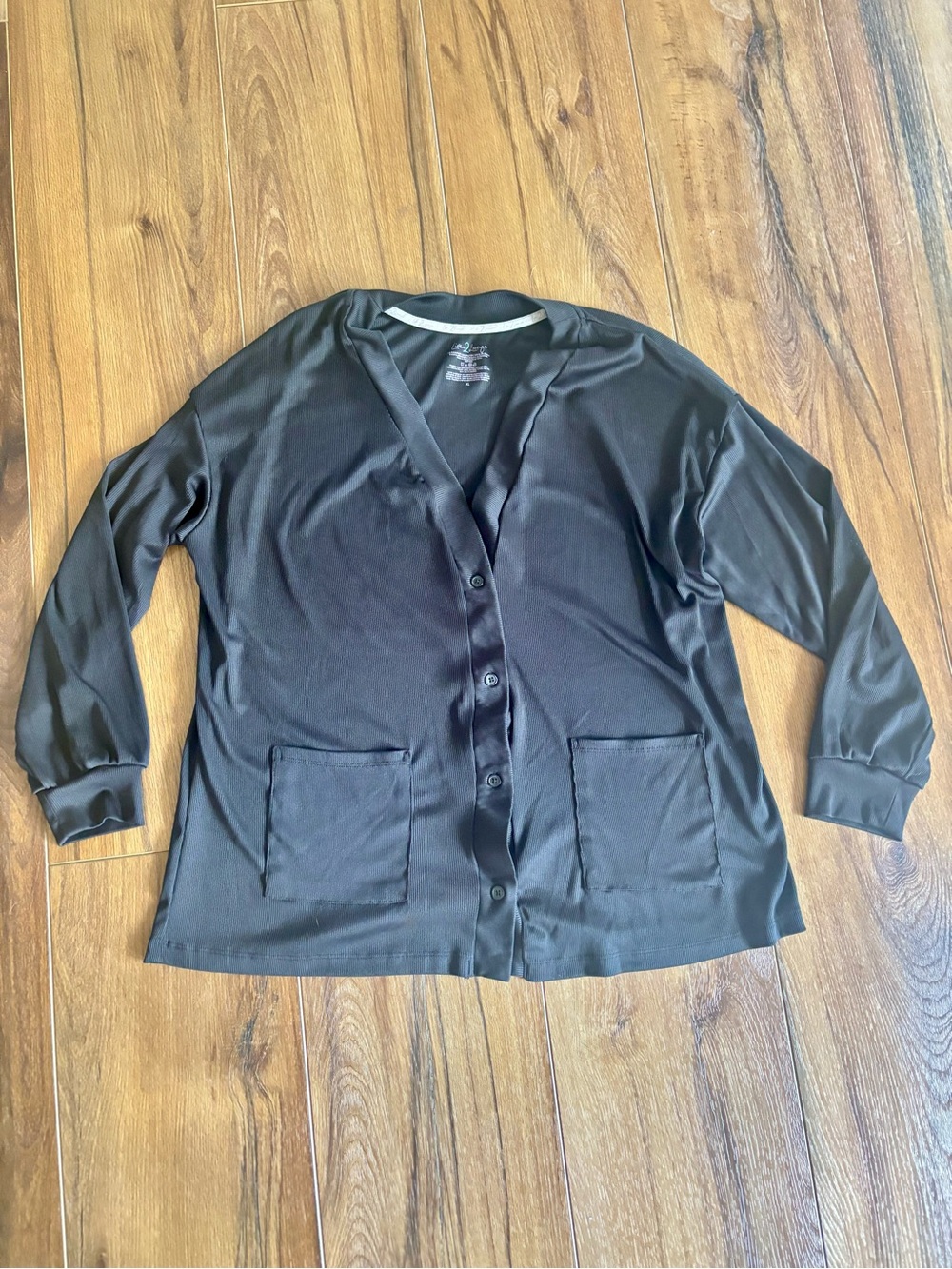 Black Button-Front Pocket Cardigan top